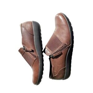 Clarks Medora Gale Loafers Women’s 9.5 Brown Leather Zip Comfort Walking Shoes